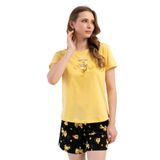 Pamuklu Kadın Kısa Kol Şortlu Pijama Takım, 409064