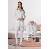 Pamuklu Kadın Lacivert Puantiyeli Uzun Kollu Pijama Takımı Effort, L, Effortt6018-19804IGP27169197