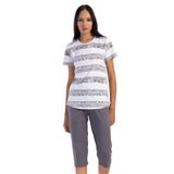 Pamuklu Kadın P Kısa Kol Kaprili Pijama Takım, 311119