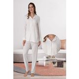Pamuklu Kadın Pembe Puantiyeli Uzun Kollu Pijama Takımı Effort, S, Effortt6018-19804IGP27169187