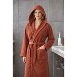 Pamuklu Kapşonlu Kadın ve Erkek Cepli Kapüşonlu Bornoz Welcomein Premium Bornoz - 2XL - Bordo