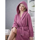 Pamuklu Kapşonlu Kadın ve Erkek Cepli Kapüşonlu Bornoz Welcomein Premium Bornoz - 2XL - Mor