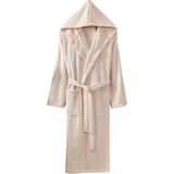 Pamuklu Kapüşonlu Bornoz Unisex Kadın Erkek Yumuşak Dokulu Premium Banyo Bornozu - 3XL - Bej