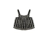 Pamuklu Kare Yaka Askılı Brodeli Crop Bluz