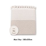 Pamuklu Kaymaz Hasır Dokuma Maxi Boy Kolları Örten Koltuk Örtüsü (180x310) - Bej
