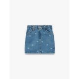 Pamuklu Kelebek Desenli A Kesim Cepli Mini Denim Etek