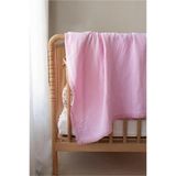 Pamuklu Kenarı Fistolu Bebek Battaniyesi 80X100 Cm Pembe
