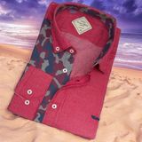 Pamuklu Kırmızı Uzun Kollu Erkek Gömlek (Slim Fit Kalıp)