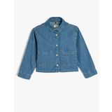 Pamuklu Kısa Kollu Crop Denim Ceket