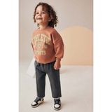 Pamuklu Kızıl Kahve Uzun Kollu Seatshirt Jogger Pantolon Alt Üst Takım - 24 - 32 Ay - Çok Renkli
