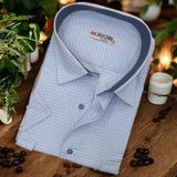 Pamuklu Klasik Kısa Kollu Açık Mavi Cepli Erkek Gömlek (Regular Kalıp) - 3XL