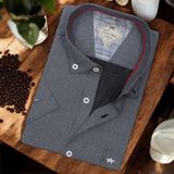 Pamuklu Klasik Kısa Kollu Antrasit Cepli Erkek Gömlek (Regular Kalıp) - 2XL