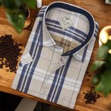 Pamuklu Klasik Kısa Kollu Bej Cepli Erkek Gömlek (Regular Kalıp)