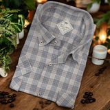 Pamuklu Klasik Kısa Kollu Gri Cepli Erkek Gömlek (Regular Kalıp) - 3XL