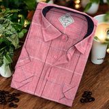 Pamuklu Klasik Kısa Kollu Pembe Cepli Erkek Gömlek (Regular Kalıp)