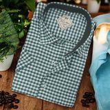 Pamuklu Klasik Kısa Kollu Yeşil Cepli Erkek Gömlek (Regular Kalıp) - XL
