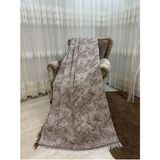 Pamuklu Koltuk - Çekyat Örtüsü 170X220 Alaca Kahverengi Kaydırmaz Koltuk Şalı - 170 x 220 cm
