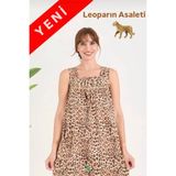 Pamuklu Kumaştan Geniş Kesim Yeni Desen Cepli Büyük Beden Ev Elbise - Kahve - Siyah - XL