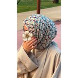 Pamuklu Pera Desen Eşarp - Turkuaz