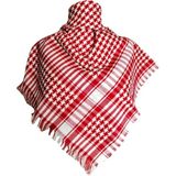Pamuklu Puşi Kırmızı Beyaz Otantik Kefiye Şal Büyük Boy - Kırmızı - Beyaz