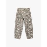 Pamuklu Rahat Kalıp Leopar Desenli Balon Form Denim Pantolon