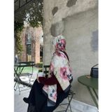 Pamuklu Rose Desen Şal-Gül Kurusu