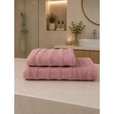 Pamuklu Saç Havlusu 50X90 ve Banyo Havlusu 90X150 Yumuşak Dokulu Emici Saç ve Banyo Havlusu - Koyu Pembe - 90 x 150 cm