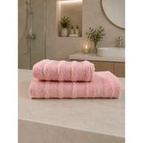 Pamuklu Saç Havlusu 50X90 ve Banyo Havlusu 90X150 Yumuşak Dokulu Emici Saç ve Banyo Havlusu - Toz Pembe - 90 x 150 cm