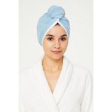 Pamuklu Saç Havlusu| Ince Yüksek Su Emici Baş Havlusu | Saç Kurutma Bonesi | Saç Kurutma Havlusu - Turkuaz - 25 x 65 cm