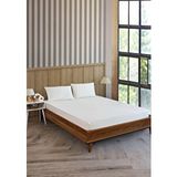Pamuklu Saten Çizgili Tek Kişilik Lastikli Çarşaf Seti 100x200 Cm 30 Cm 1 Adet Yastık Kılıfı 50x70 Krem