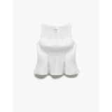 Pamuklu Slim Fit Kolsuz Kare Yaka Peplum Bluz