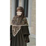 Pamuklu Soft Açelya Desen Eşarp-Haki