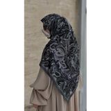 Pamuklu Soft Açelya Desen Eşarp-Siyah