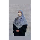 Pamuklu Soft Âlâ Desen Eşarp-Gümüş
