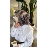 Pamuklu Soft Lara Desen Eşarp-Antrasit