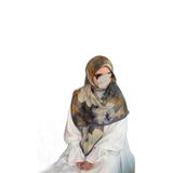Pamuklu Soft Meva Desen Eşarp-Lacivert