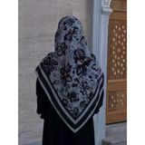Pamuklu Soft Nazenin Desen Eşarp-Siyah