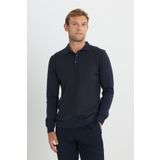Pamuklu Standart Fit Normal Kesim Polo Yaka Jakarlı Triko Kazak