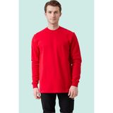 Pamuklu Sweatshirt Kışlık Erkek Süveter Galanthus Basic Rahat Kesim Günlük Iş Kullanımı Için - Kırmızı - 4XL