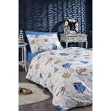 Pamuklu Tek Kişilik Nevresim Takımı Çocuk Desen Kırmızı Araba Desen + Lastikli Çarşaf +1 Ad - 100 x 100 cm