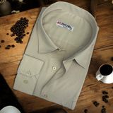 Pamuklu Uzun Kollu Bej Erkek Gömlek (Regular Kalıp) - 3XL