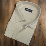 Pamuklu Uzun Kollu Bej Erkek Gömlek (Regular Kalıp) - 4XL