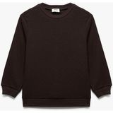Pamuklu Uzun Kollu Bisiklet Yaka Basic Okul Sweatshirt - Kahve - 5 - 6 Yaş