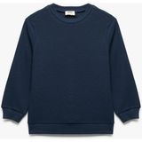 Pamuklu Uzun Kollu Bisiklet Yaka Basic Okul Sweatshirt - Lacivert - 9 - 10 Yaş