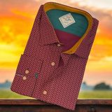 Pamuklu Uzun Kollu Bordo Erkek Gömlek (Slim Fit Kalıp) - 2XL