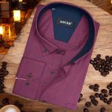 Pamuklu Uzun Kollu Bordo Erkek Gömlek (Slim Fit Kalıp)