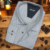 Pamuklu Uzun Kollu Gri Erkek Gömlek (Regular Kalıp) - 4XL