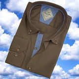 Pamuklu Uzun Kollu Kahverengi Erkek Gömlek (Slim Fit Kalıp)