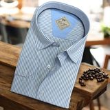 Pamuklu Uzun Kollu Mavi Çizgili Erkek Gömlek (Regular Kalıp) - 3XL
