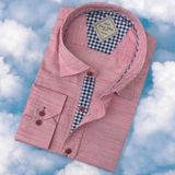 Pamuklu Uzun Kollu Pembe Erkek Gömlek (Slim Fit Kalıp) - 2XL